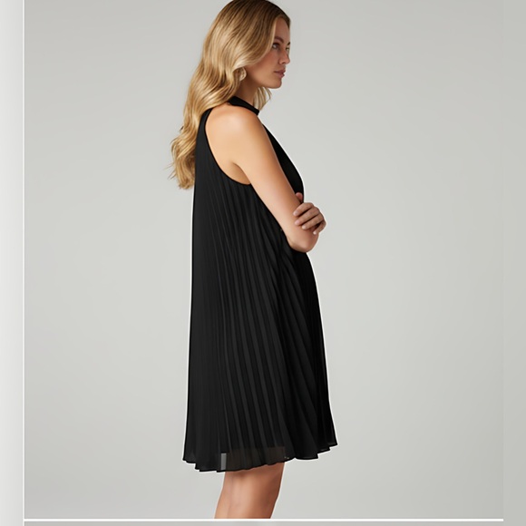 Black Tie Back Pleated Dress - Picture 4 of 8